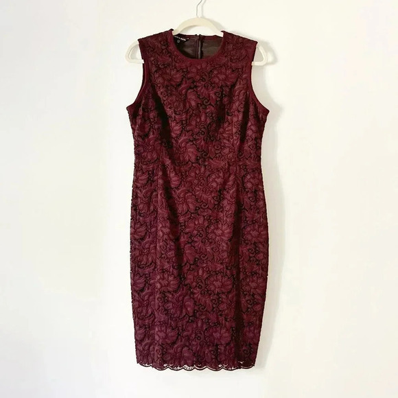 Judith & Charles Dresses & Skirts - Judith & Charles Lace Sheath Bodycon Midi Dress in Burgundy Size 10